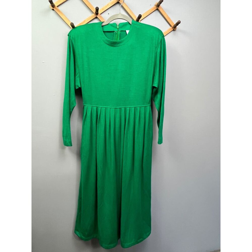 Sketches Christine Jaquin vintage long sleeve green dress Womens size 4 Pockets